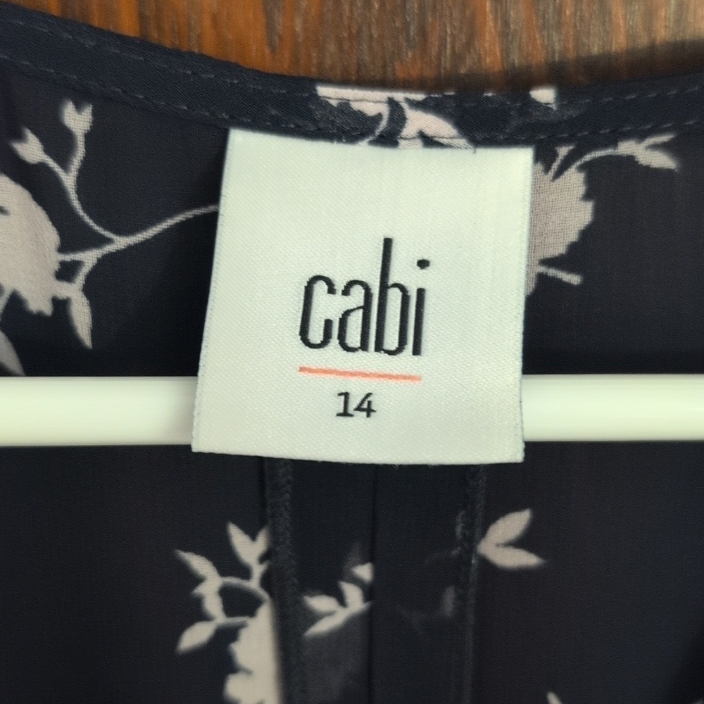 Cabi Size 14 Dream Dress Navy Floral Sheer With Slip - Picture 2 of 12